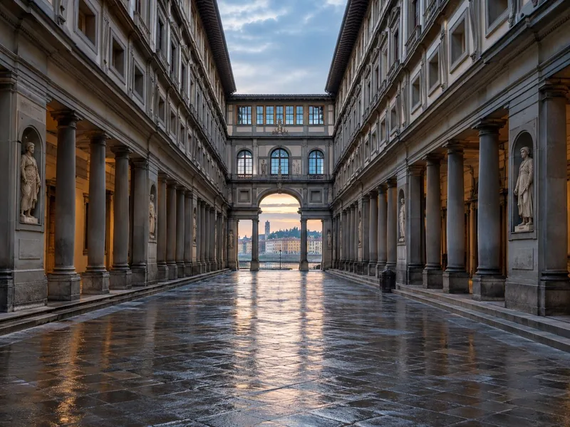 Il cortile degli Uffizi su Piazzale degli Uffizi